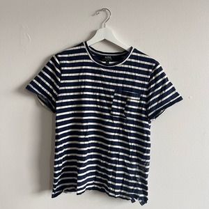 APC Navy White Striped T Shirt Size Small